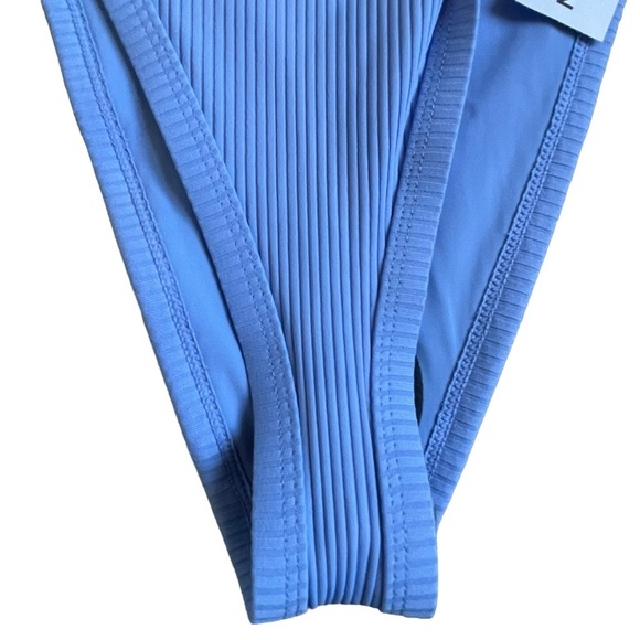 Pacsun Swim Eco Blue Ribbed High Leg Bikini Bottom Size L - Picture 2 of 6